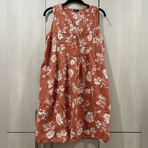 Sonoma | Coral and White Flower Cotton Dress | Women's Size Medium